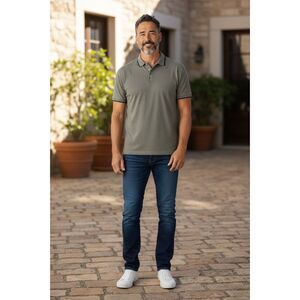 Frenzi Golf Gray Polo black trim Medium